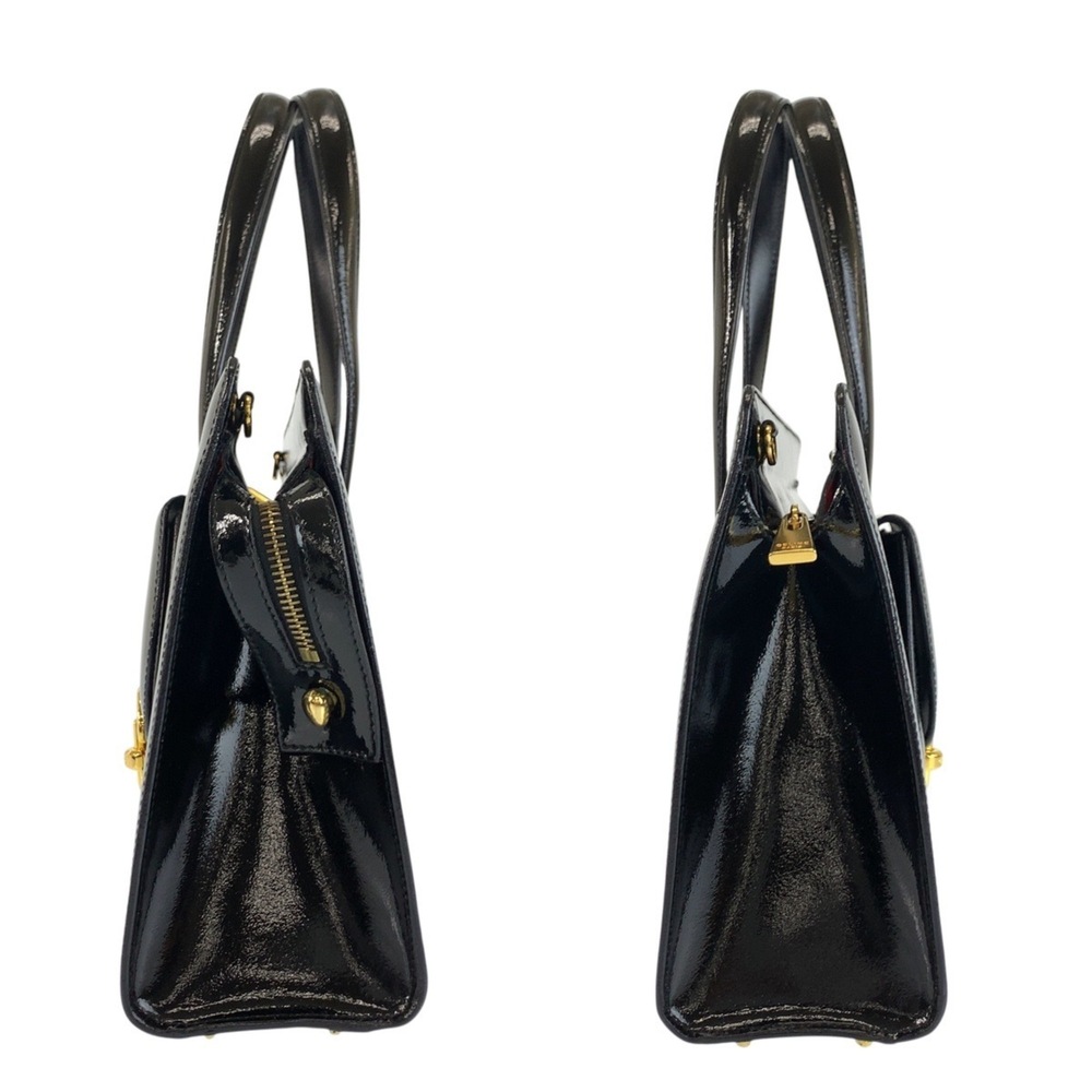 CELINE Vintage Black Patent Leather Handbag/Shoulder Bag (2-way) - Gold Hardw... - Picture 8 of 9